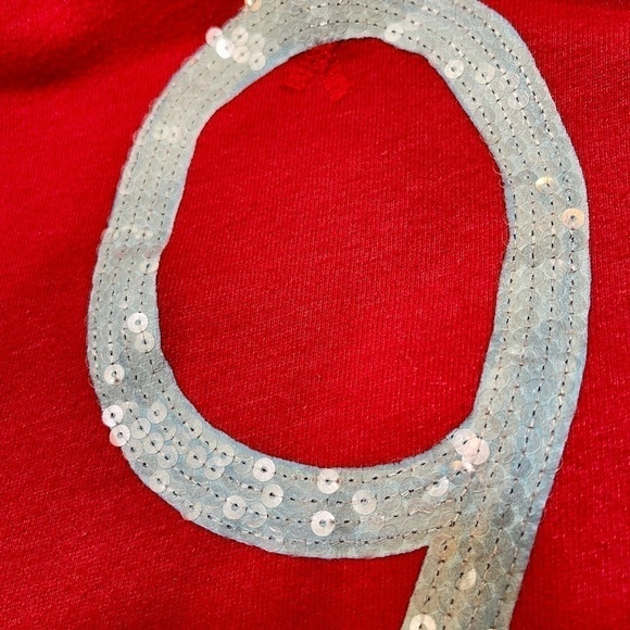 HOLLISTER, RED, LIGHTWEIGHT SWEATSHIRT WITH BANDED BOTTOM. SEQUINED #9. SIZE M. - Picture 4 of 4